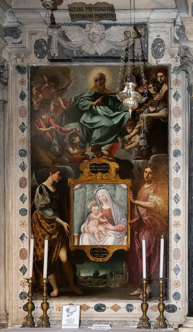 Dio padre e gloria d'angeli, 1605, con Vergine miracolosa dal Ponte del duomo - Madonna di Piè di Piazza (Pescia)